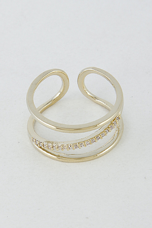 Open Ring With Slanted Rhinestones 6HAH10